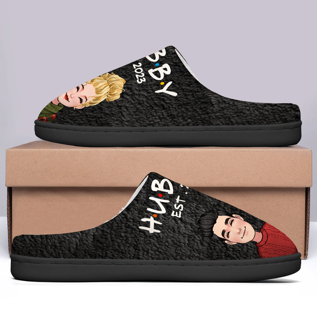 Hubby Wifey Since - gift for wife, husband - Personalized Slippers