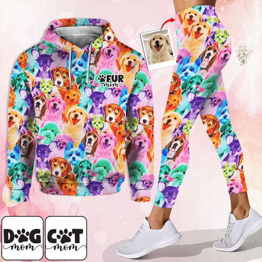 Photo Insert Transferring Into Colorful Style - Personalized Cat Hoodie and Leggings