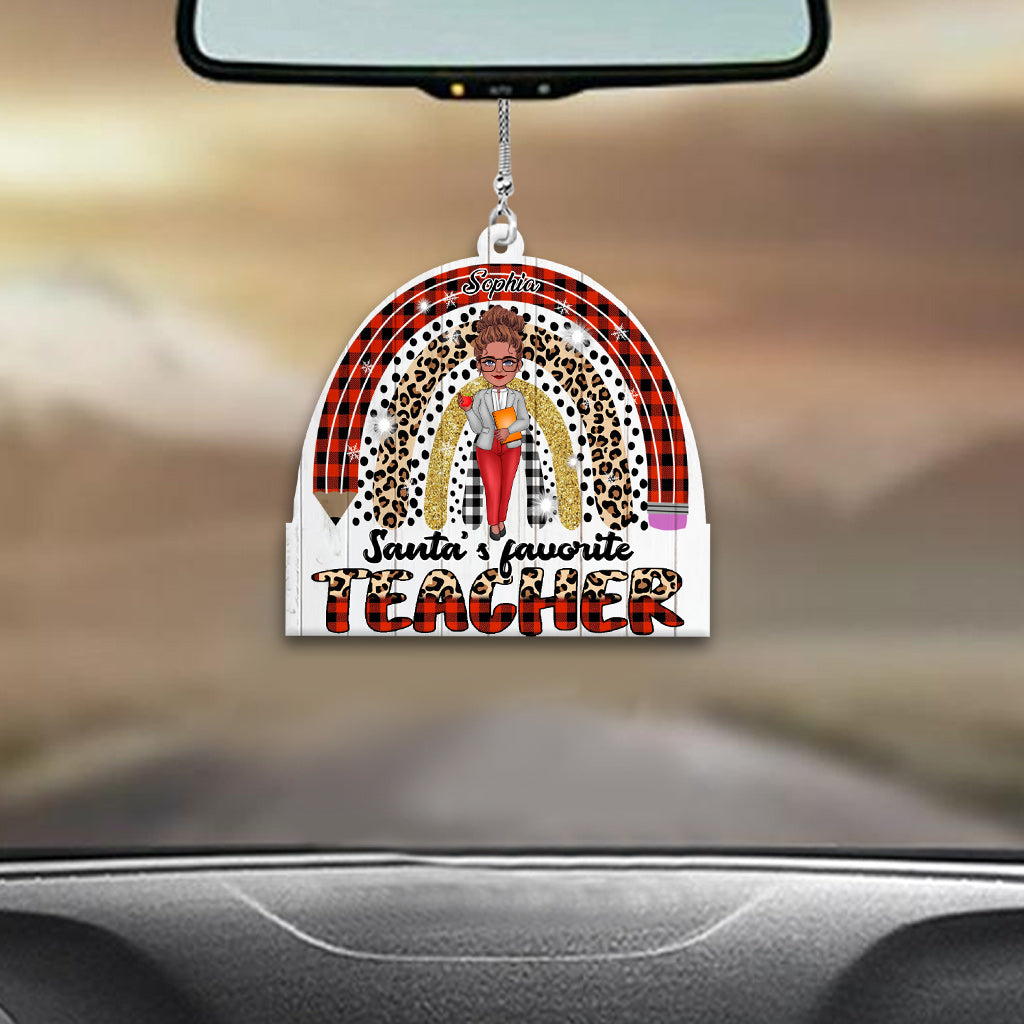 Santa's Favorite Teacher - Personalized Teacher Car Ornament
