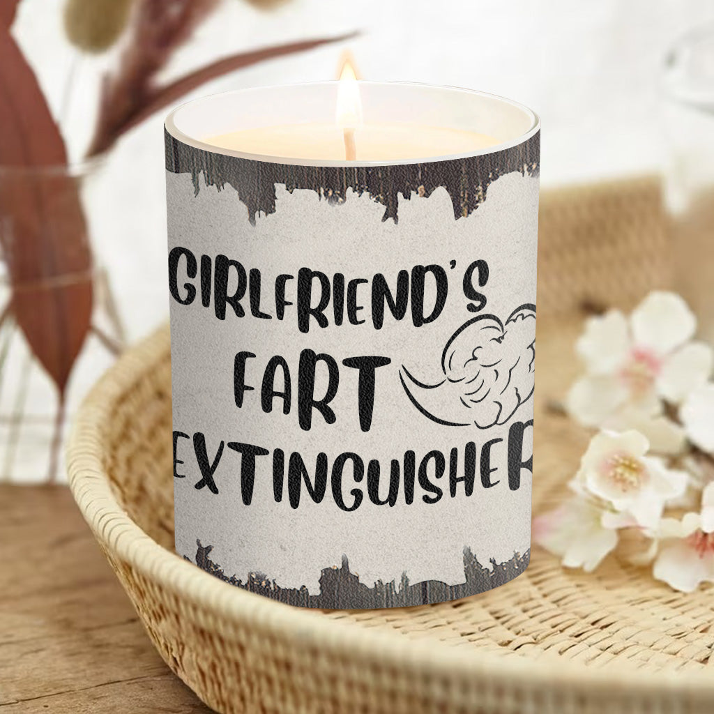 Fart Extinguisher - Gift for dad, grandma, grandpa, mom, uncle, aunt, son, daughter, brother, sister, granddaughter, grandson, husband, wife, boyfriend, girlfriend, friend - Personalized Candle With Wooden Lid
