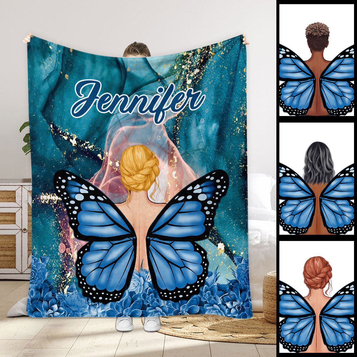Dreamy Girl - Personalized Butterfly Blanket