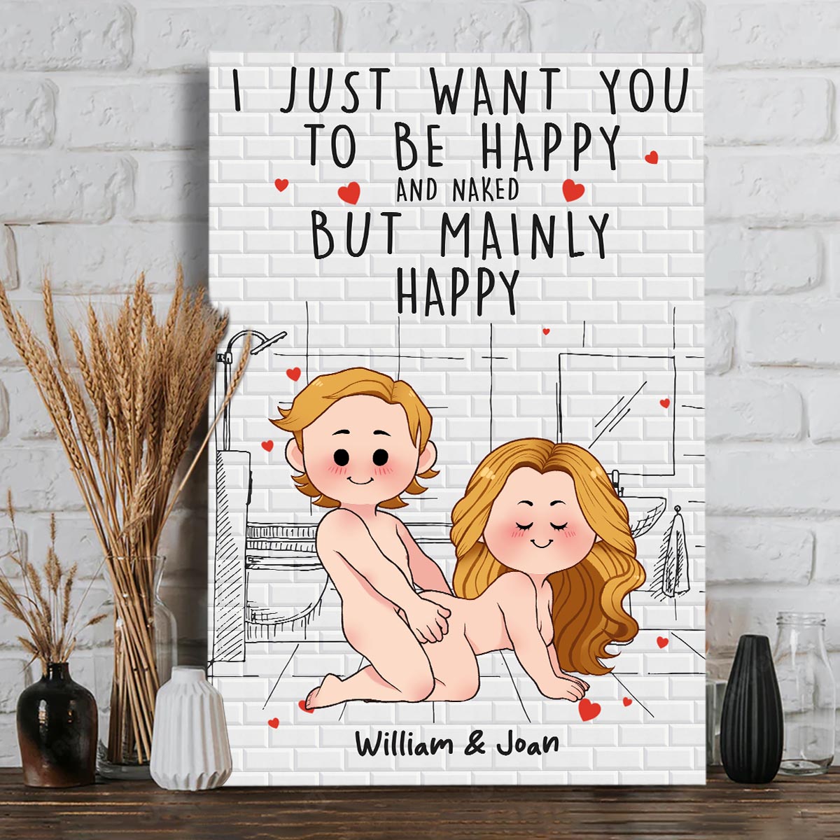 Save Water Shower Together - Personalized Couple Canvas And Poster