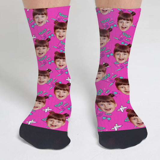 Custom Face Party Pattern - Personalized Daughter Socks
