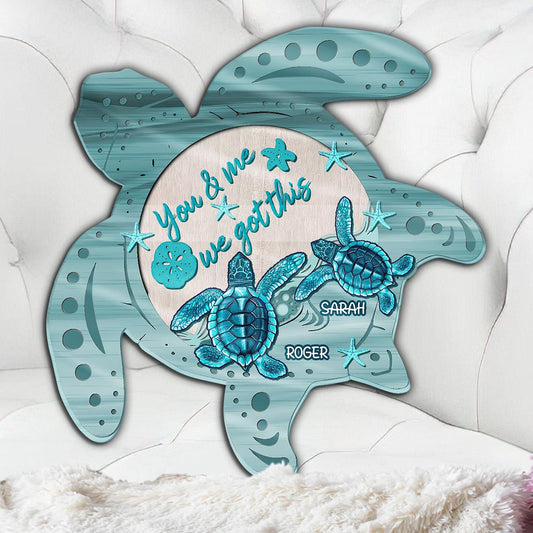 Turtley Awesome Couple - Personalized Turtle Shaped Pillow