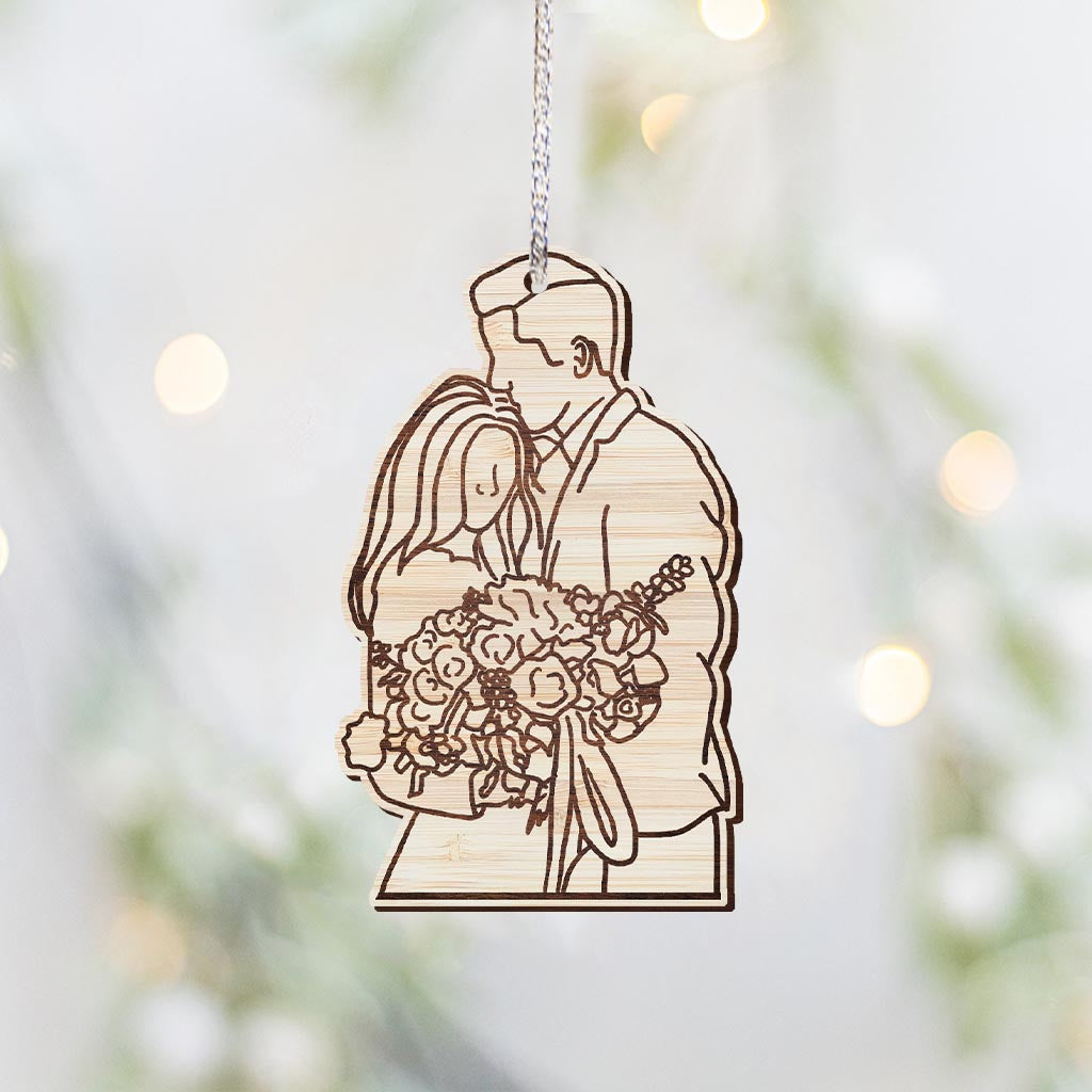 Couple Line Drawing - Personalized Couple Ornament