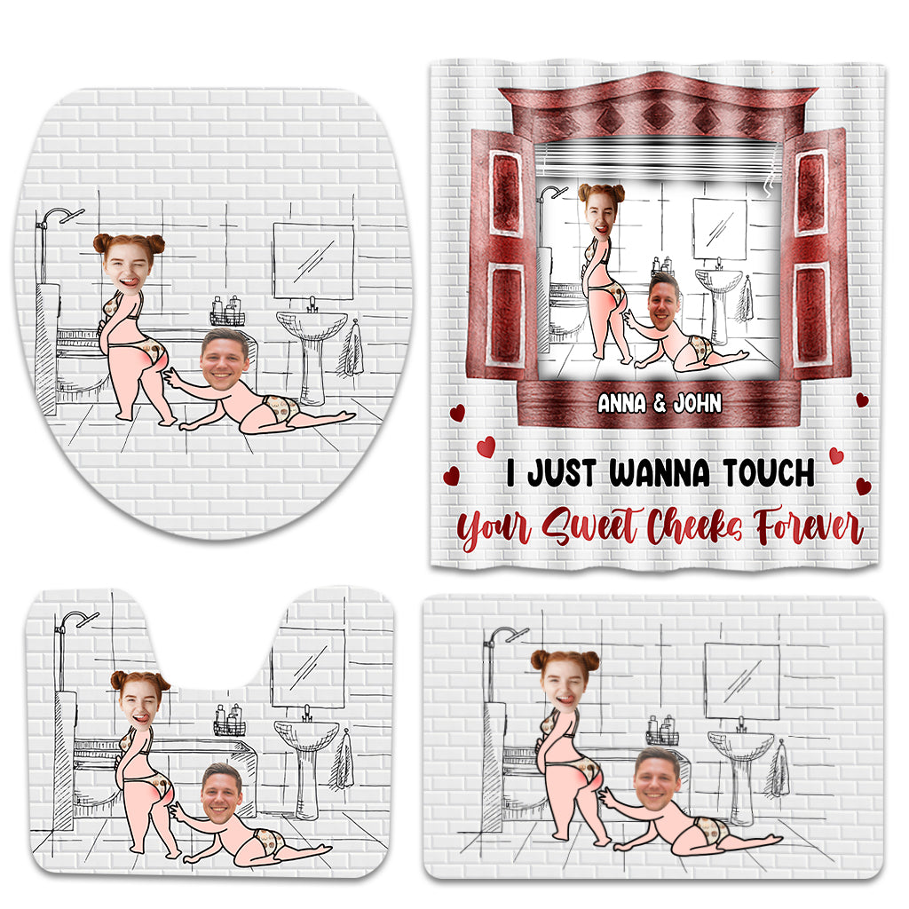 I Just Want To Touch - Personalized Couple Bathroom Curtain & Mats Set