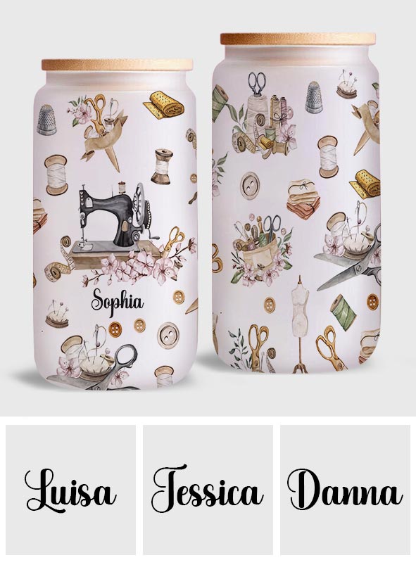 Love Sewing - Personalized Sewing Can Glass
