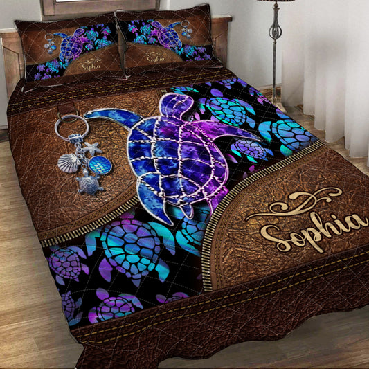 Salty Lil' Beach - Personalized Turtle Quilt Set