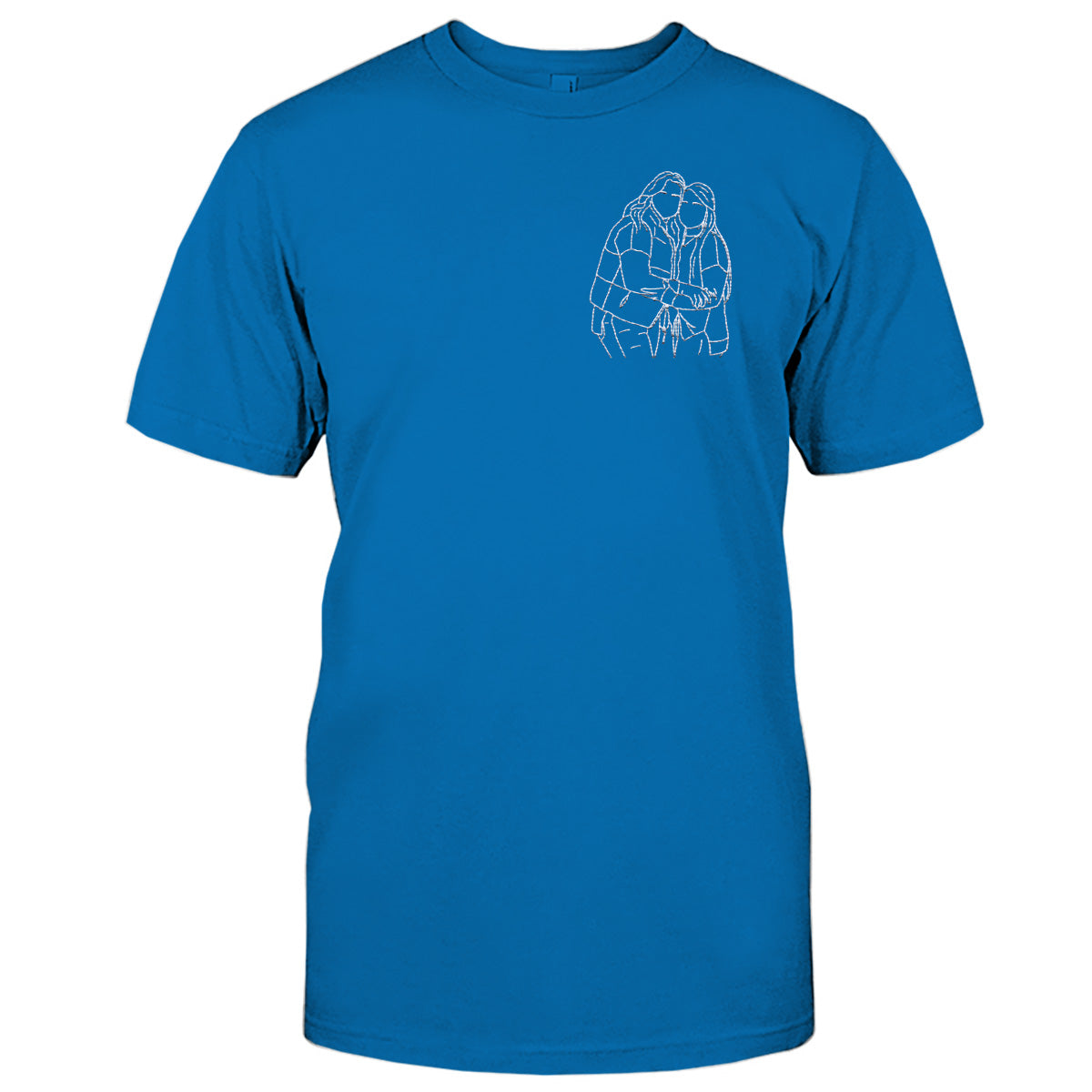 Custom Line Art - Personalized Sibling Embroidered T-shirt