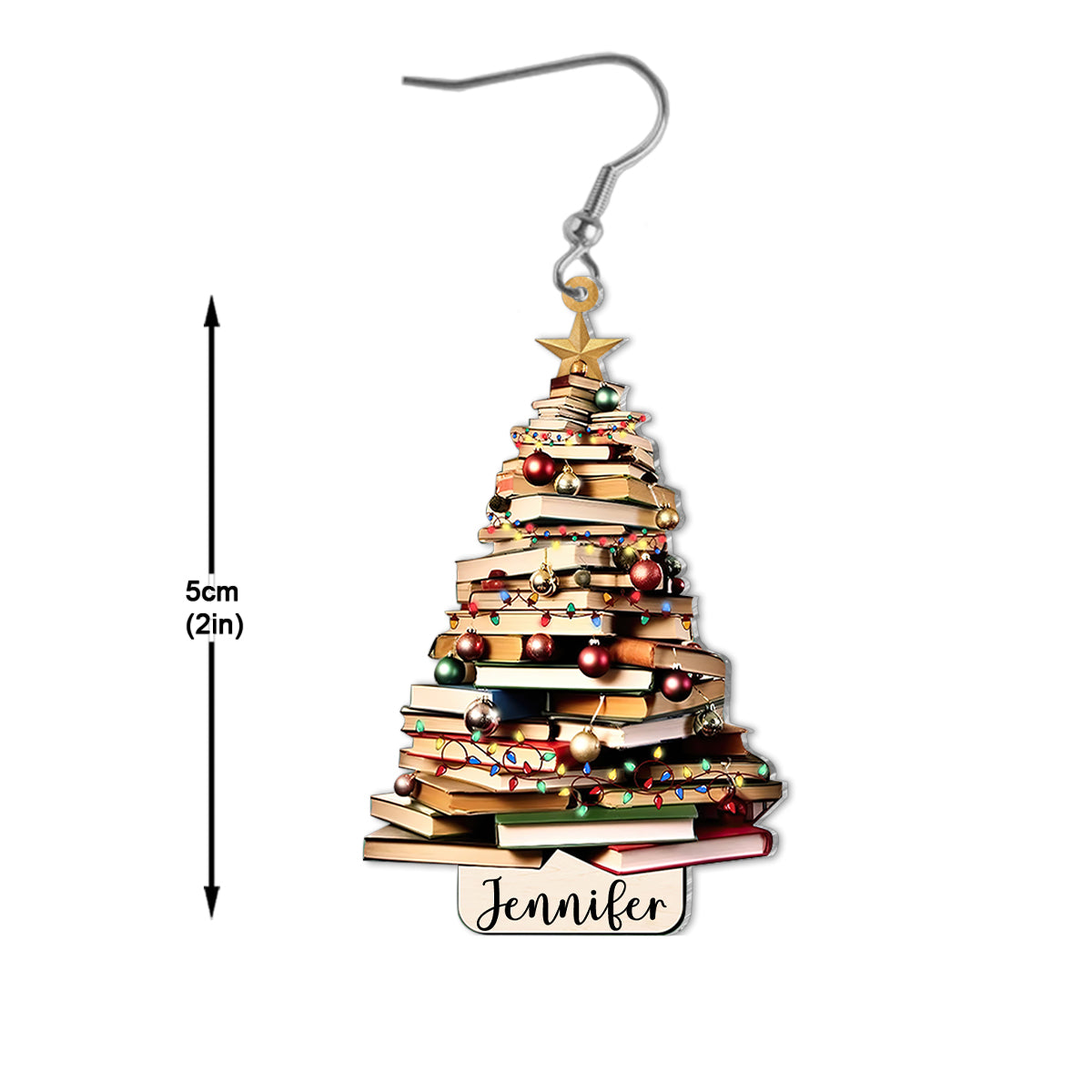 Just A Girl Who Loves Books Christmas Tree - Personalized Book Earrings