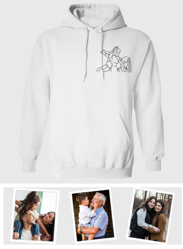 Custom Line Art - Personalized Family Embroidered Hoodie