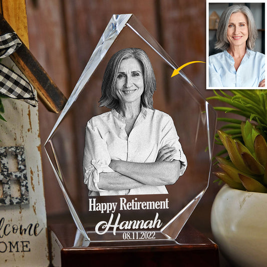 Happy Retirement - Personalized Retired Laser Engraving 3D Iceberg Shaped Crystal Lamp