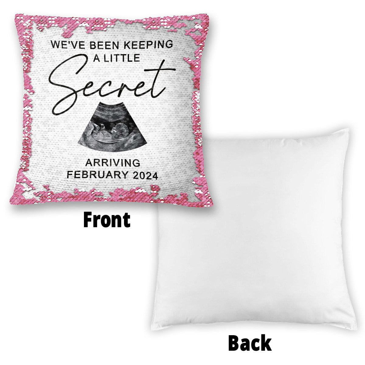 We've Been Keeping A Little Secret - Personalized Pregnancy Sequin Pillow Cover