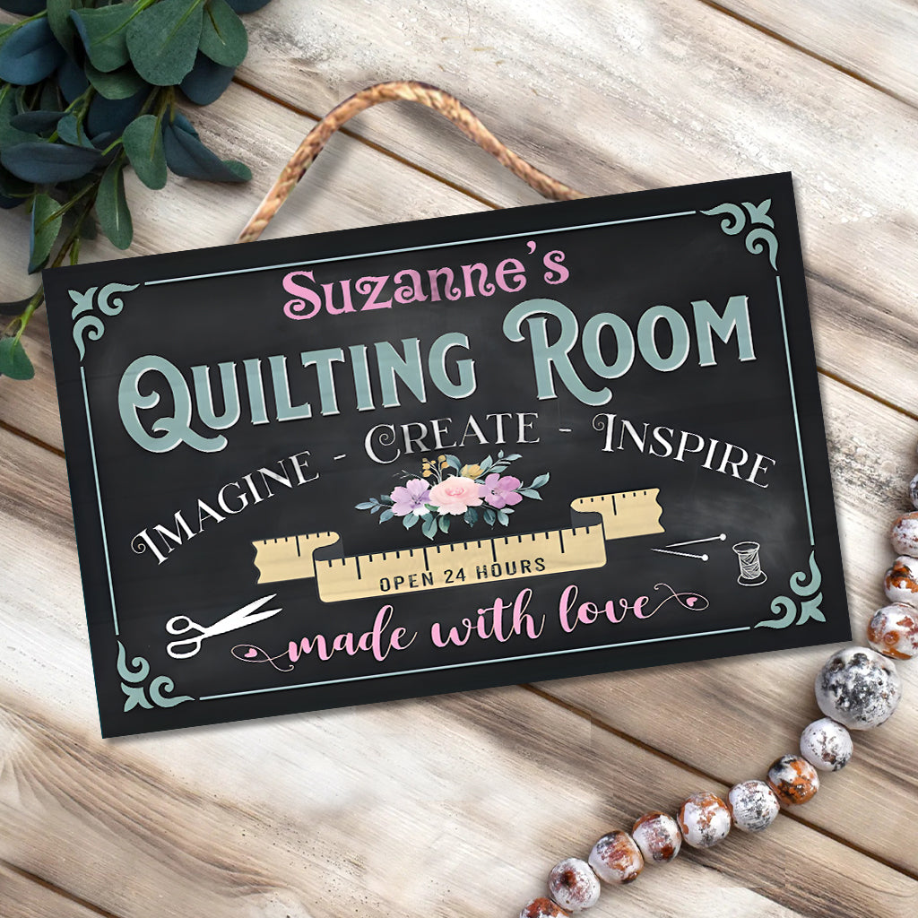 Quilting Room - Personalized Quilting Rectangle Wood Sign