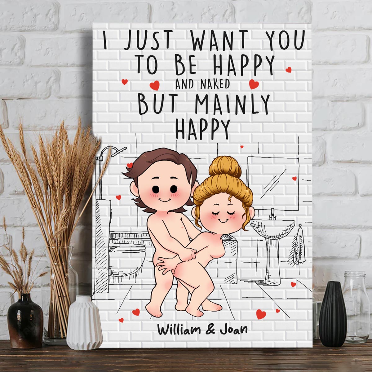 Save Water Shower Together - Personalized Couple Canvas And Poster