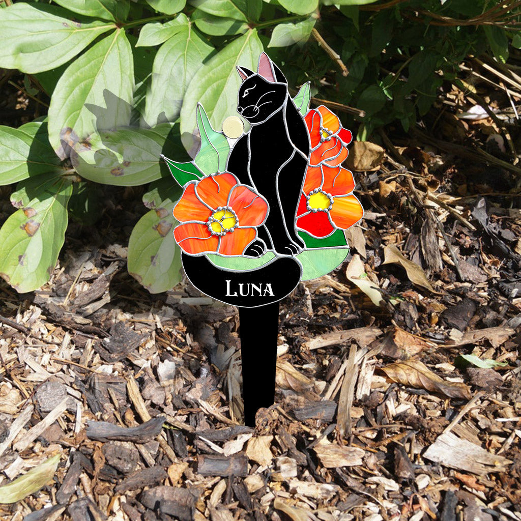 Black Cat - Personalized Black Cat Acrylic Plaque Stake