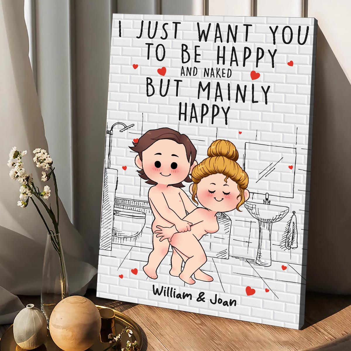 Save Water Shower Together - Personalized Couple Canvas And Poster