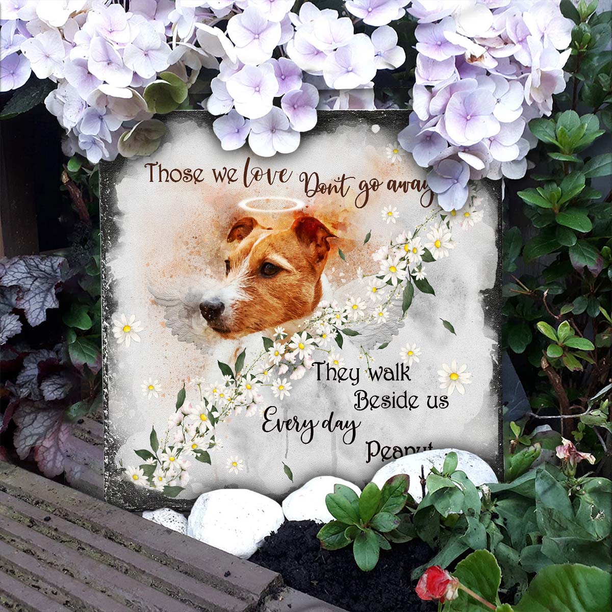 Those We Love Don't Go Away - Personalized Dog Square Shaped Stone