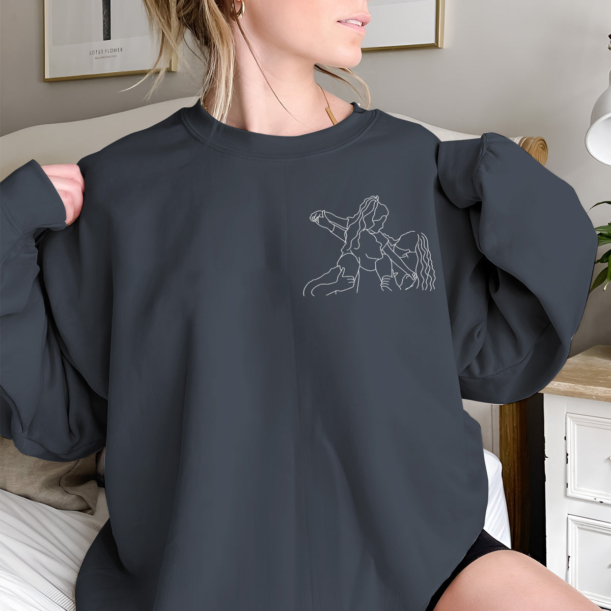 Custom Line Art - Personalized Family Embroidered Sweater