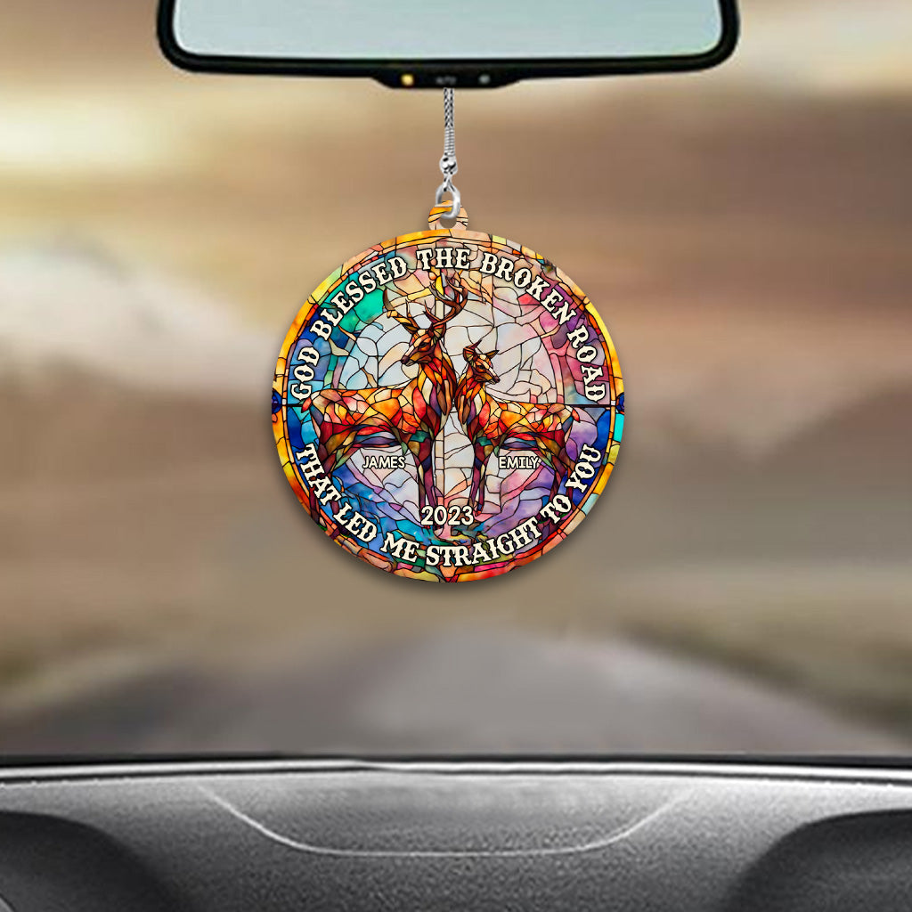 God Blessed The Broken Road - Personalized Hunting Car Ornament