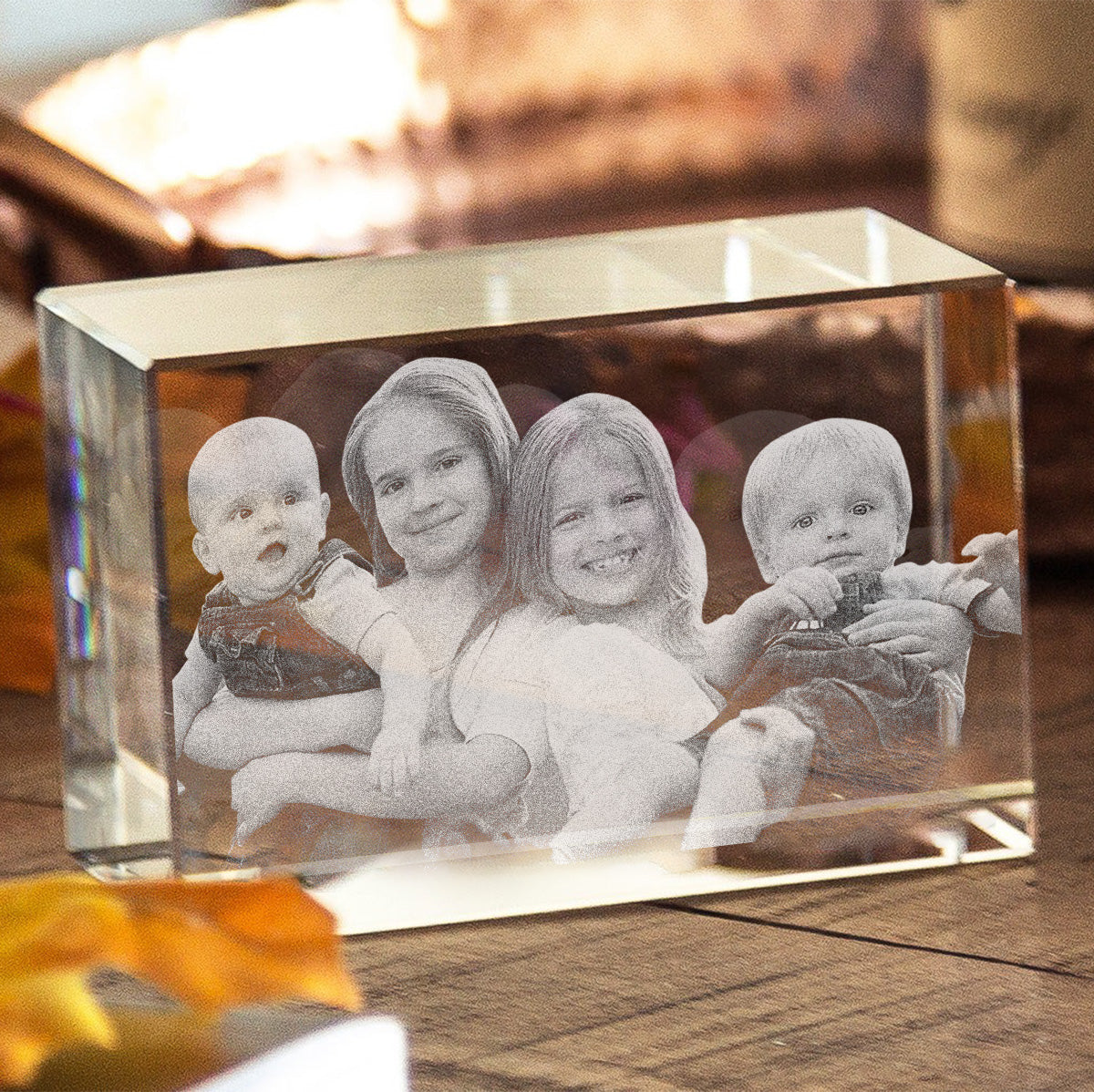 Custom Photo - Personalized Kid Laser Engraving 3D Cuboid Shaped Crystal Lamp