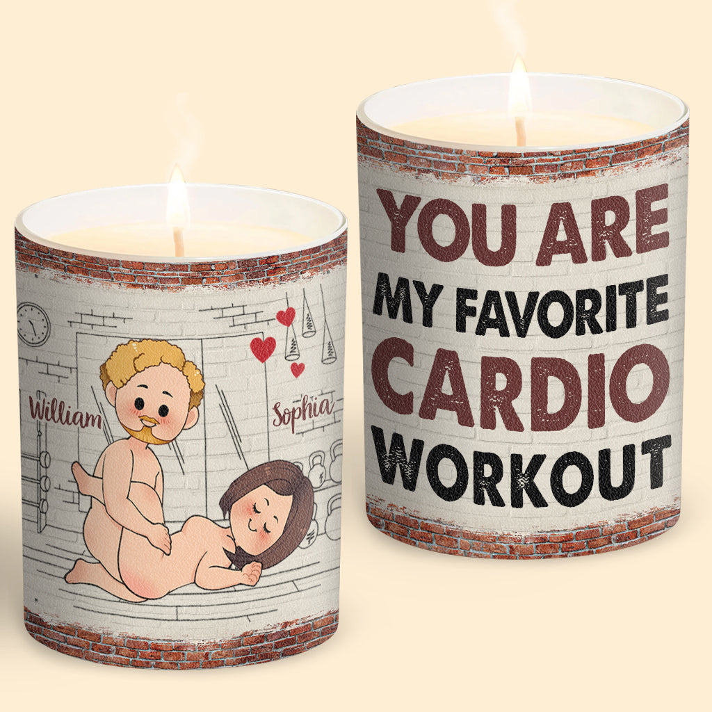 Cardio Workout - Personalized Couple Candle With Wooden Lid
