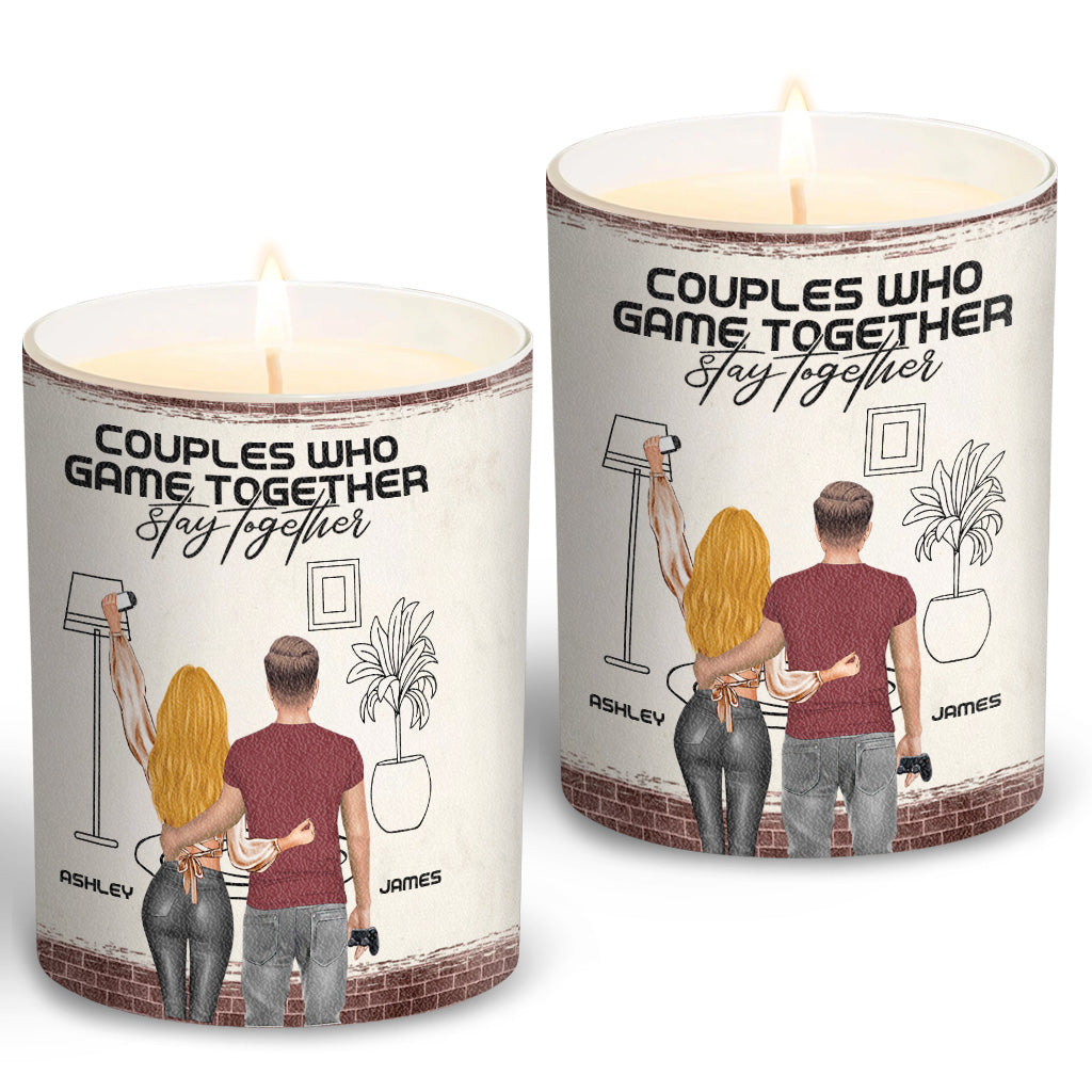 Couples Who Game Together Stay Together - Personalized Video Game Candle With Wooden Lid