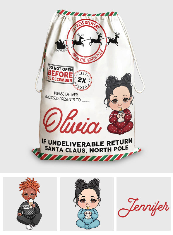 Do Not Open Before 25 December - Personalized Family Drawstring Tote Bag