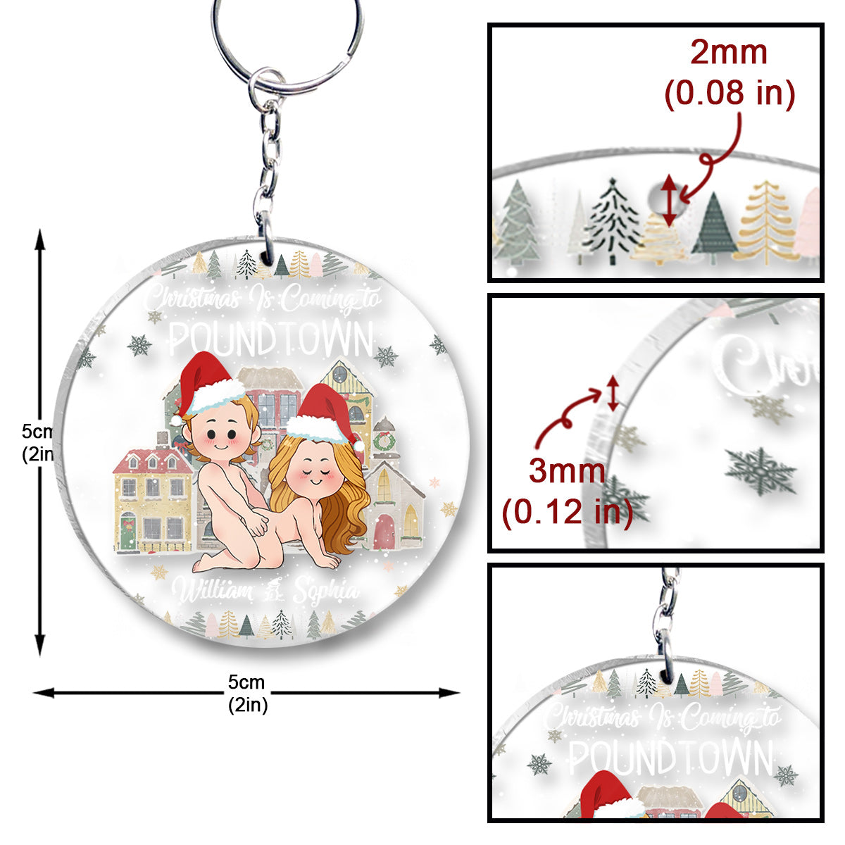 Christmas is Coming to Poundtown - gift for boyfriend, girlfriend, wife, husband - Personalized Transparent Keychain