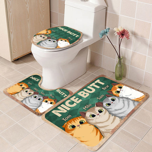 Nice butt Shower - Dog gift for dog lover, cat lover - Personalized Bathroom Mats Set