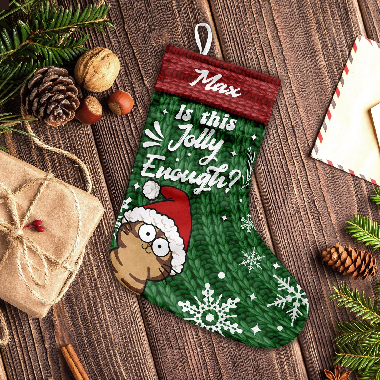 Is This Jolly Enough - Personalized Cat Christmas Stockings