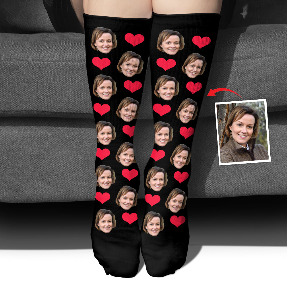 Custom Face Heart Pattern - Personalized Aunt Socks