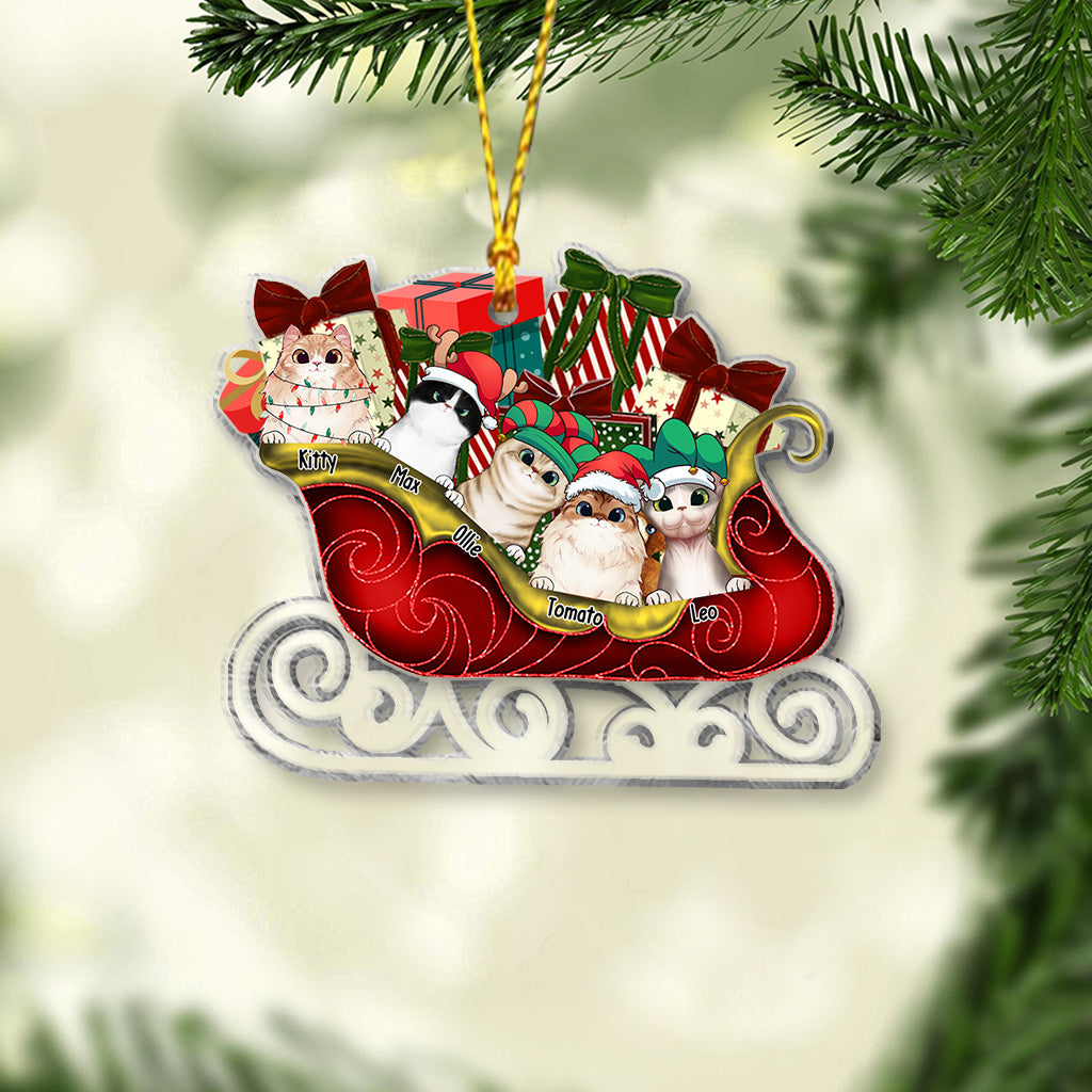 Merry Christmas - Personalized Cat Transparent Ornament