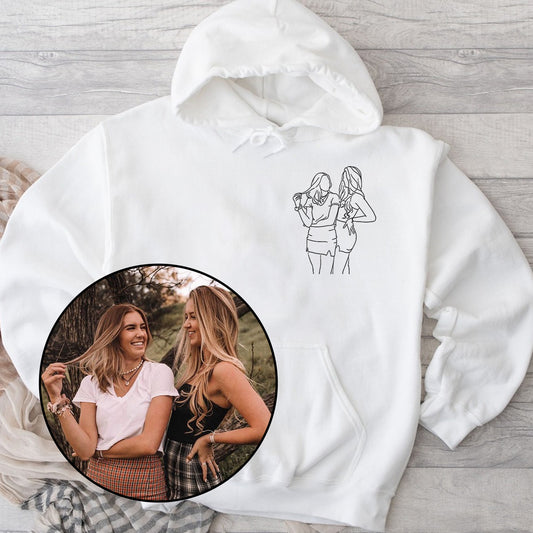 Custom Line Art - Personalized Daughter Embroidered Hoodie