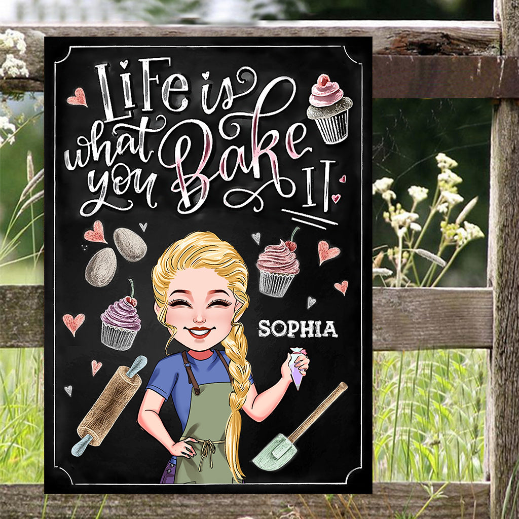 Life Is What You Bake It - Personalized Baking Rectangle Metal Sign