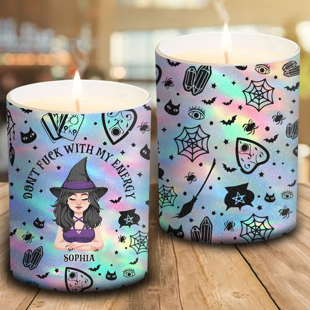 Don't F With My Energy - Personalized Witch Candle With Wooden Lid