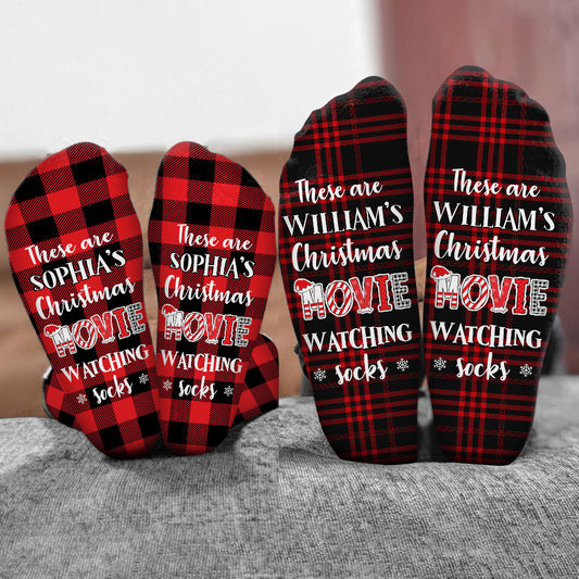 Christmas Movie Watching Socks - Personalized Christmas Socks