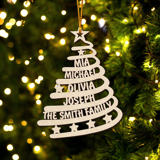 Family Name Christmas Tree - Personalized Family Ornament