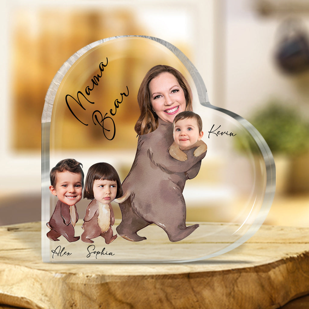 Mama Bear Watercolor Photo Custom - Personalized Mother Custom Shaped Acrylic Plaque