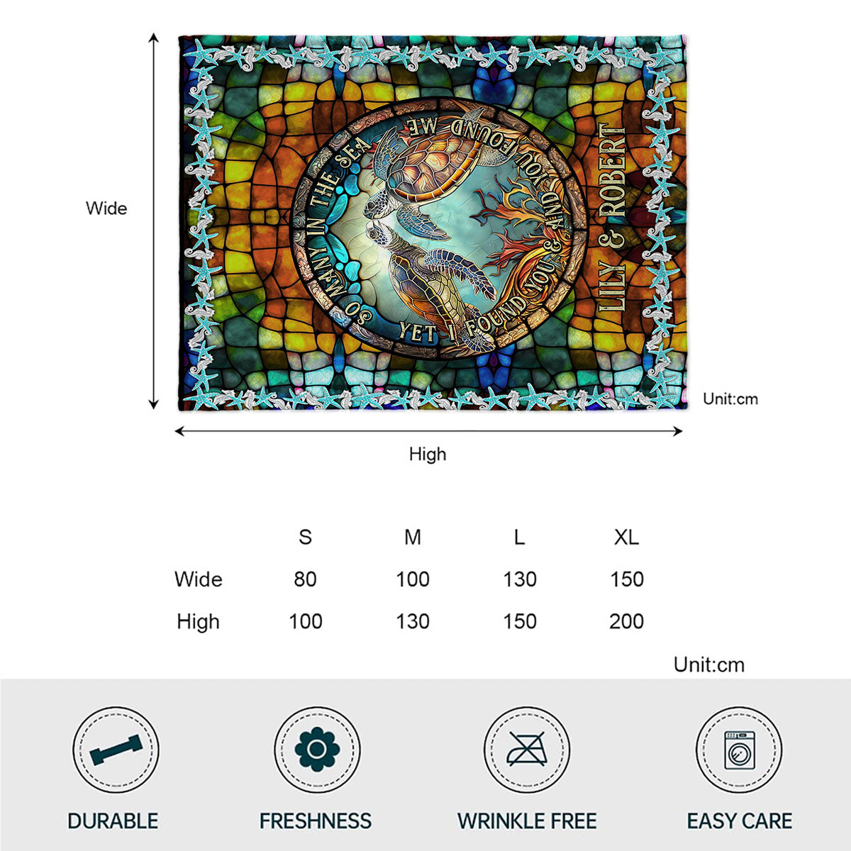 So Many In The Sea - Personalized Turtle Blanket