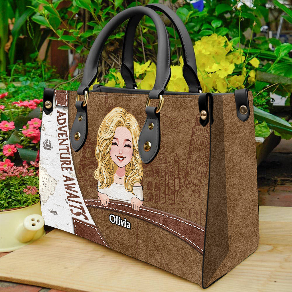 Adventure Awaits - Personalized Travelling Leather Handbag
