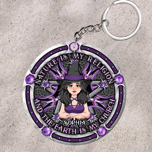 Nature Is My Religion - Personalized Witch Keychain
