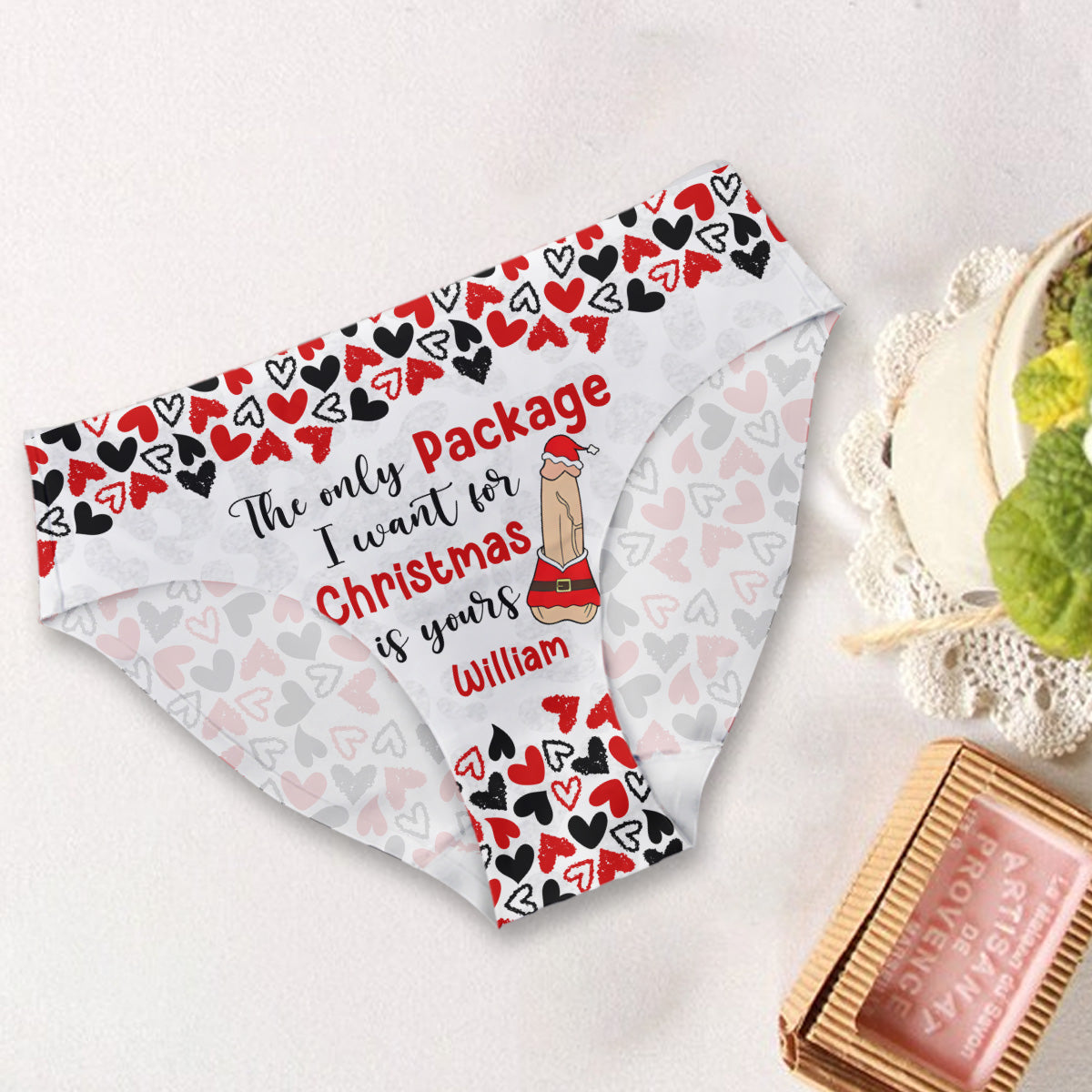 The Only Package I Want For Christmas Is Yours - Personalized Couple Women Briefs