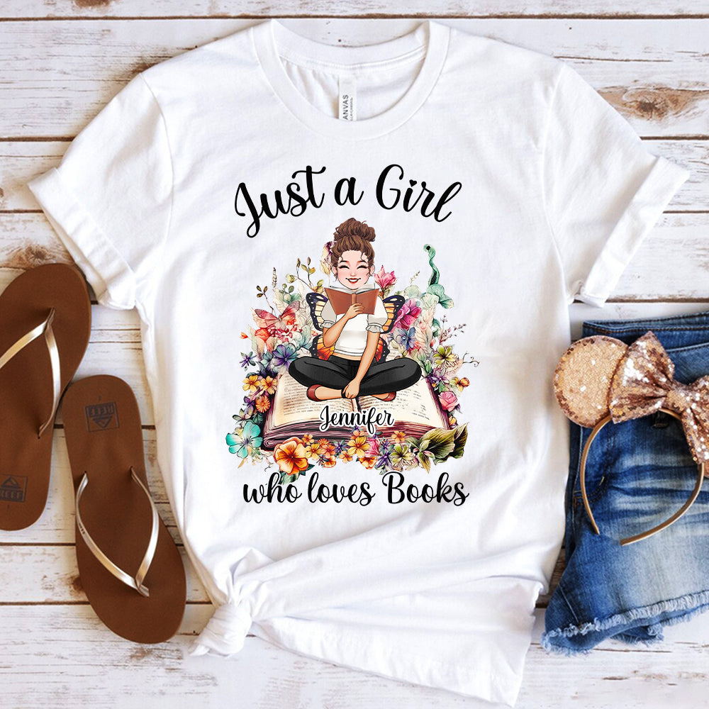 Just A Girl Who Loves Books - Personalized Book T-shirt and Hoodie
