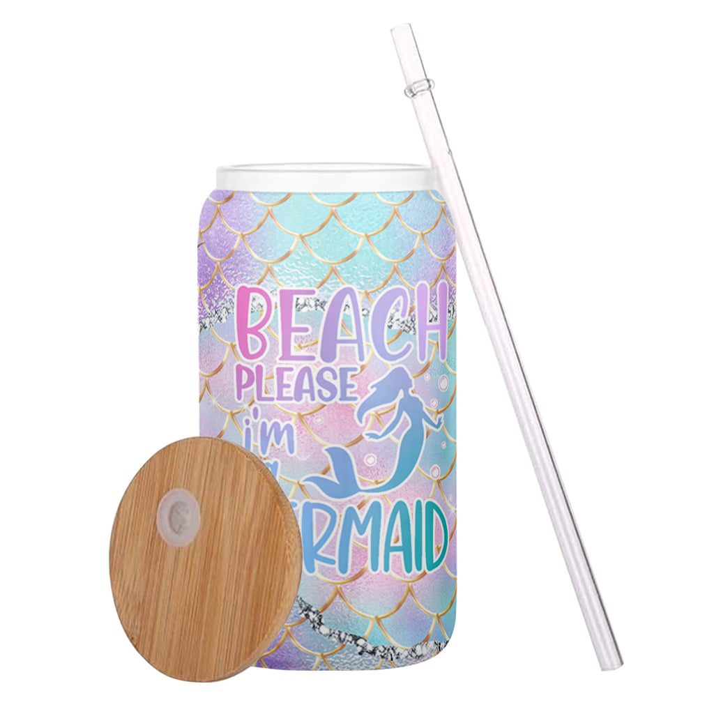 Beach Please I'm A Mermaid - Personalized Sea Lover Can Glass