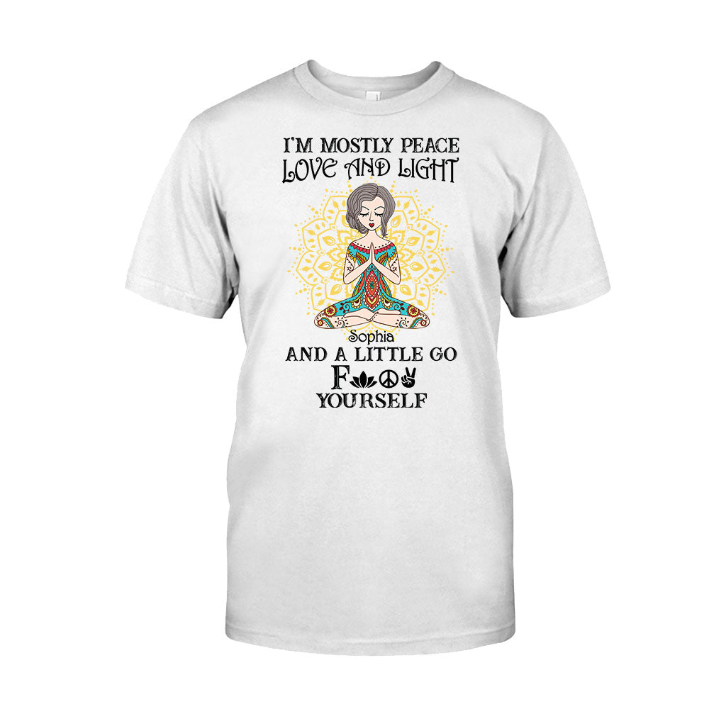I’m Mostly Peace Love And Light - Personalized Yoga T-shirt And Hoodie