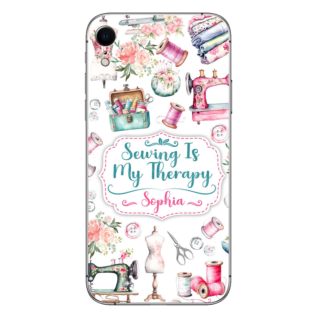 Sewing Is My Therapy - Personalized Sewing Phone Case