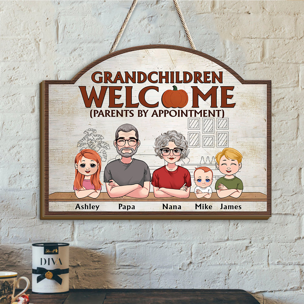 Grandchildren Welcome - Personalized Grandma Interchangeable Wood Sign