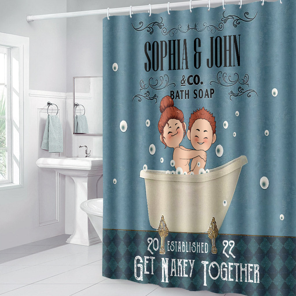 Get Nakey - Personalized Couple Bathroom Curtain & Mats Set