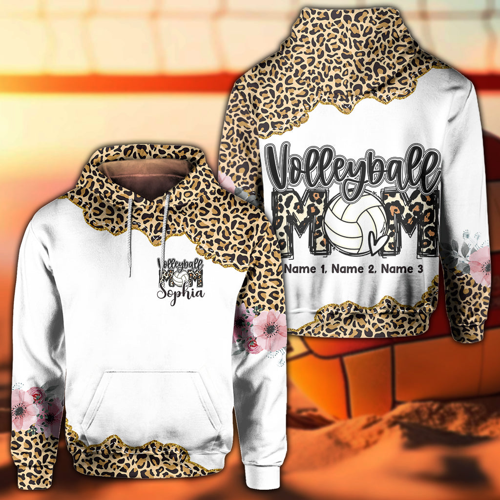 Volleyball Mom Leopard - Personalized Volleyball All Over Shirt